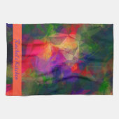 Kleurrijk Retro roroze rood en groen Theedoek (Horizontaal)