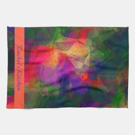 Kleurrijk Retro roroze rood en groen Theedoek (Horizontaal)