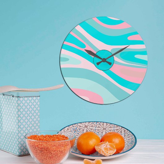 Kleurrijk Retro Roze Aqua Grote Klok
