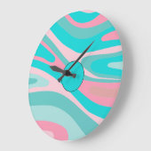 Kleurrijk Retro Roze Aqua Grote Klok (Hoek)