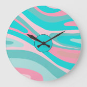 Kleurrijk Retro Roze Aqua Grote Klok (Voorkant)