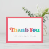 Kleurrijk Retro script Dank u kaart (Staand voorkant)