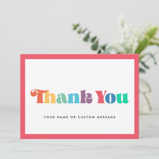 Kleurrijk Retro script Dank u kaart (Staand voorkant)