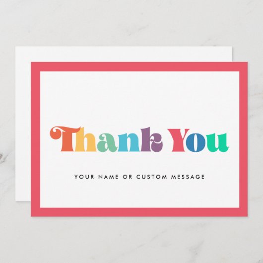 Kleurrijk Retro script Dank u kaart (Voorkant / Achterkant)