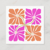 Kleurrijk Retro Sinaasappel Rood Violet Bloempatro Vierkante Visitekaartje (Achterkant)