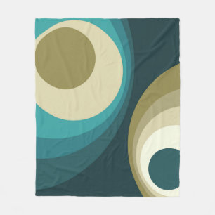 Kleurrijk retro stijl cirkels ontwerp fleece deken
