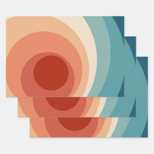 Kleurrijk retro stijl cirkels ontwerp inpakpapier vel