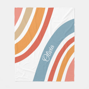 Kleurrijk retro stijl regenboog ontwerp fleece deken