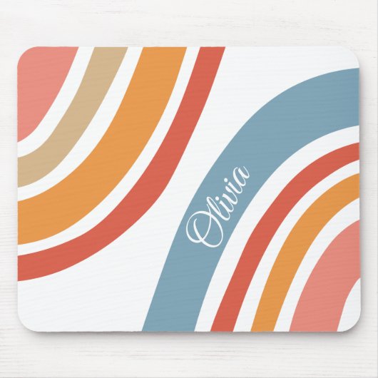Kleurrijk retro stijl regenboog ontwerp muismat (Voorkant)