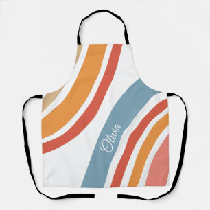 Kleurrijk retro stijl regenboog ontwerp schort