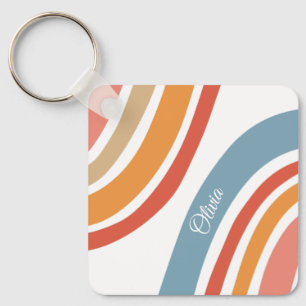 Kleurrijk retro stijl regenboog ontwerp sleutelhanger