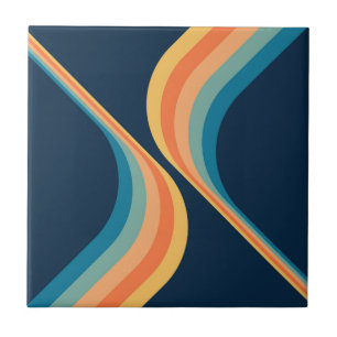 Kleurrijk retro stijl vleugels ontwerp tegeltje