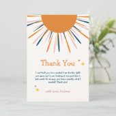 Kleurrijk Retro Sunshine Baby shower Bedankkaart (Staand voorkant)