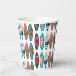 Kleurrijk Retro Surfplanken Patroon Papieren Bekers