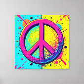 Kleurrijk Retro Vredesteken Canvas Afdruk (Voorkant)