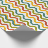 Kleurrijk Retro Wavy Line Pattern Wrapping Paper Cadeaupapier (Hoek)