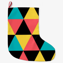 Kleurrijk, retroflectief, prachtig geometrisch pat grote kerstsok