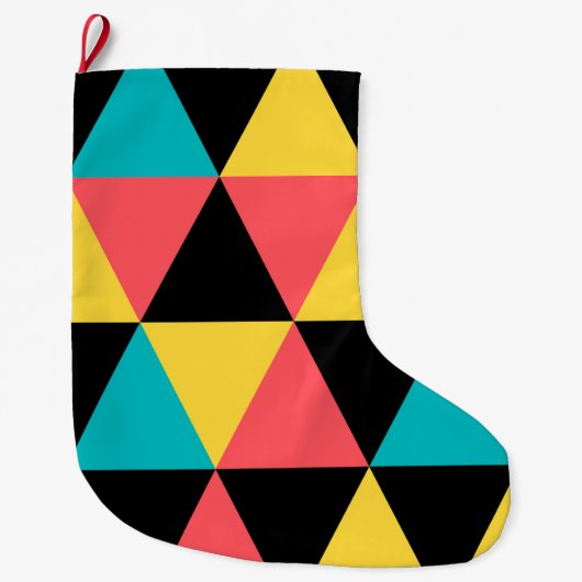 Kleurrijk, retroflectief, prachtig geometrisch pat grote kerstsok (Voorkant)