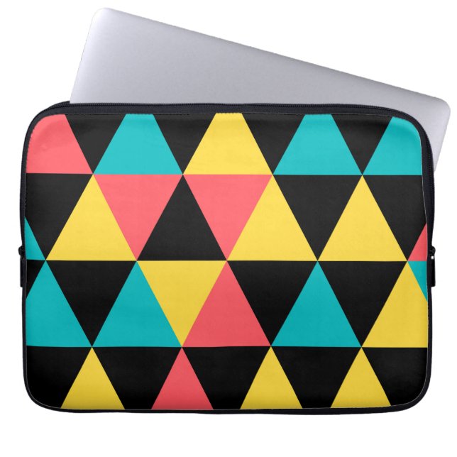 Kleurrijk, retroflectief, prachtig geometrisch pat laptop sleeve (Voorkant)