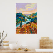 Kleurrijk Rivierdal Landschap Poster (Keuken)