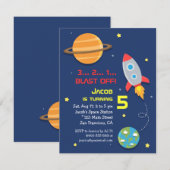 Kleurrijk, Rocket Ship, Space Party, Kinderen van  Kaart (Voorkant / Achterkant)