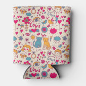 Kleurrijk romantisch patroon blikjeskoeler (Voorkant)