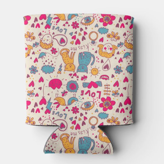 Kleurrijk romantisch patroon blikjeskoeler (Achterkant)