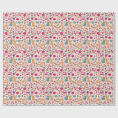 Kleurrijk romantisch patroon cadeaupapier (Vlak)