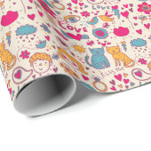 Kleurrijk romantisch patroon cadeaupapier (Rol Hoek)