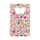 Kleurrijk romantisch patroon creditkaart flessenopener (Voorkant)