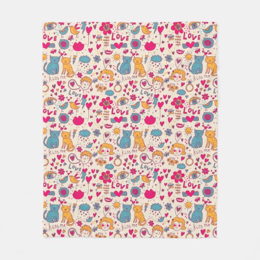 Kleurrijk romantisch patroon fleece deken (Voorkant)