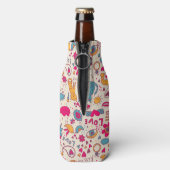 Kleurrijk romantisch patroon flesjeskoeler (Fles Achterkant)