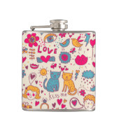 Kleurrijk romantisch patroon heupfles (Voorkant)