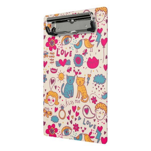 Kleurrijk romantisch patroon mini klembord (Angled2)