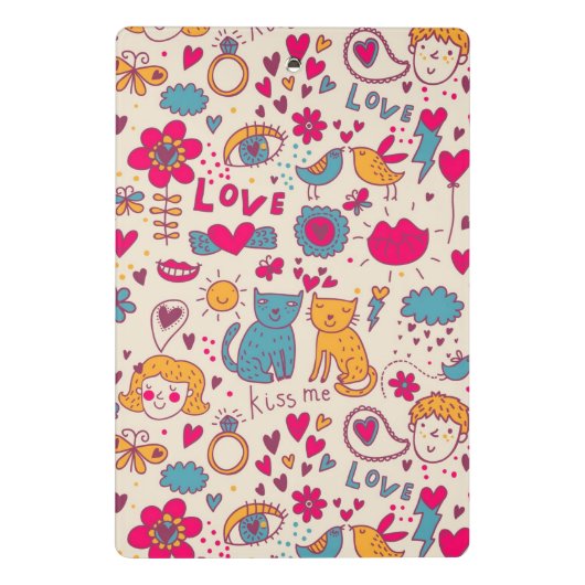 Kleurrijk romantisch patroon mini klembord (Achterkant)