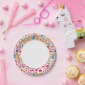 Kleurrijk romantisch patroon papieren bordje (Feest)