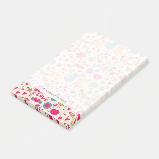 Kleurrijk romantisch patroon post-it® notes (Schuin)