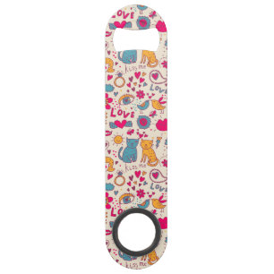 Kleurrijk romantisch patroon speed flessenopener