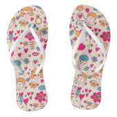 Kleurrijk romantisch patroon teenslippers (Voetbed)
