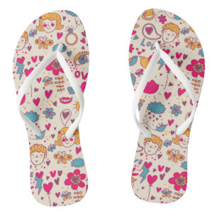 Kleurrijk romantisch patroon teenslippers