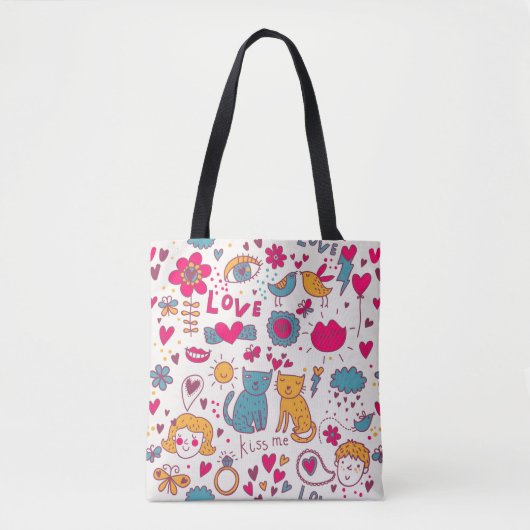 Kleurrijk romantisch patroon tote bag (Voorkant)