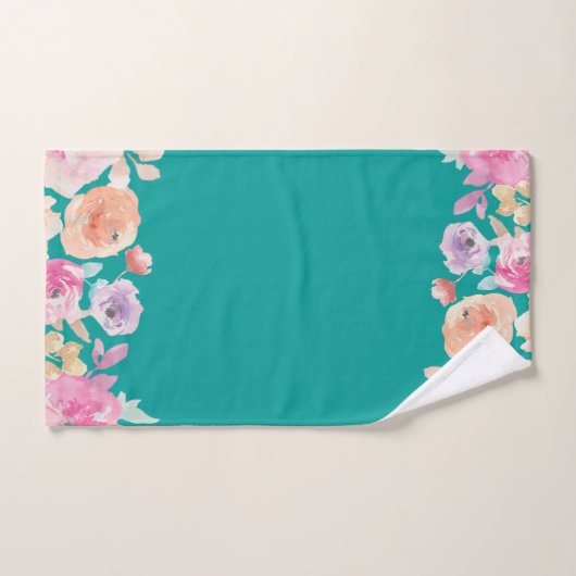 Kleurrijk, Romantisch, Waterverf bloemen Bad Handdoek (Handdoek)