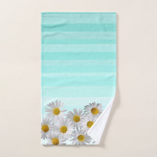 Kleurrijk, Romantisch, Waterverf Stripes, Flowers Bad Handdoek (Handdoek)