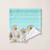 Kleurrijk, Romantisch, Waterverf Stripes, Flowers Bad Handdoek (Wasdoekje)