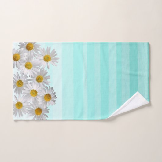 Kleurrijk, Romantisch, Waterverf Stripes, Flowers Bad Handdoek (Handdoek)