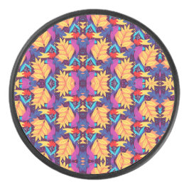 Kleurrijk rond voorwerp met een levendig geometris hockey puck