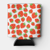 Kleurrijk rood aardbeienpatroon blikjeskoeler (Voorkant)