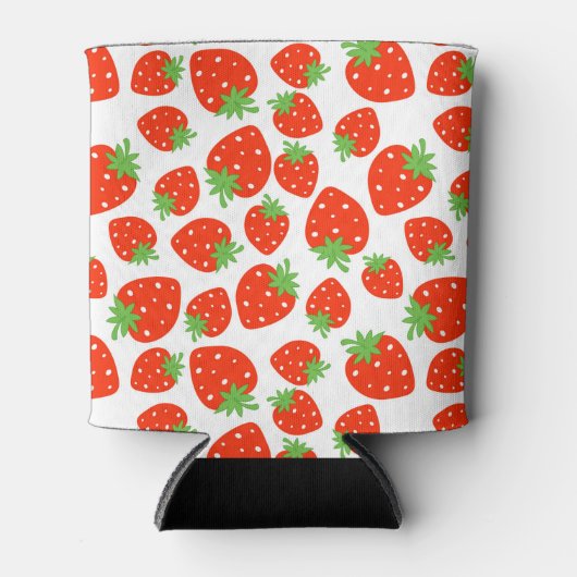 Kleurrijk rood aardbeienpatroon blikjeskoeler (Voorkant)