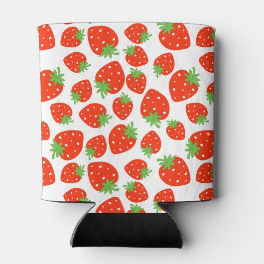 Kleurrijk rood aardbeienpatroon blikjeskoeler (Achterkant)