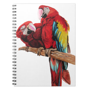 Kleurrijk Rood Ara Watercolor Schilderij Ontwerp Notitieboek